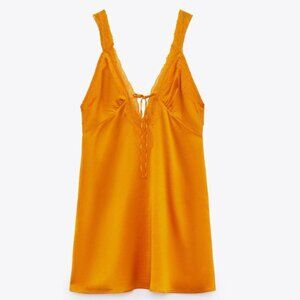 Zara Satin-Finish Contrast Dress